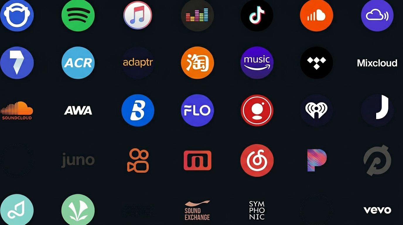 Music distribution platforms including Spotify, Apple Music, TikTok, and 150+ more